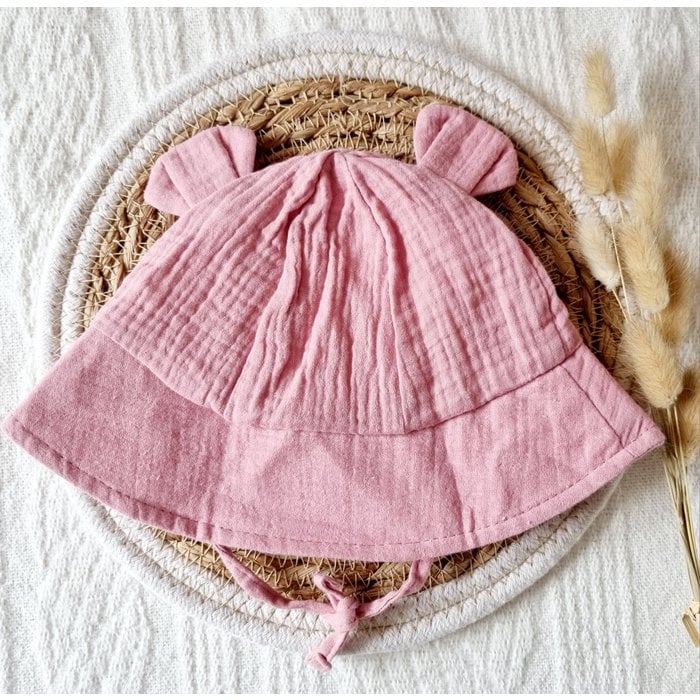 Chapeau hydrophile avec des oreilles pour bébé - poudre rose - Babynouch