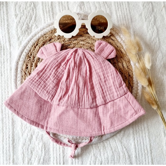 Chapeau hydrophile avec des oreilles pour bébé - poudre rose - Babynouch