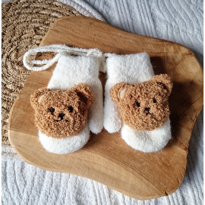 Gants avec ours en peluche - Babynouch