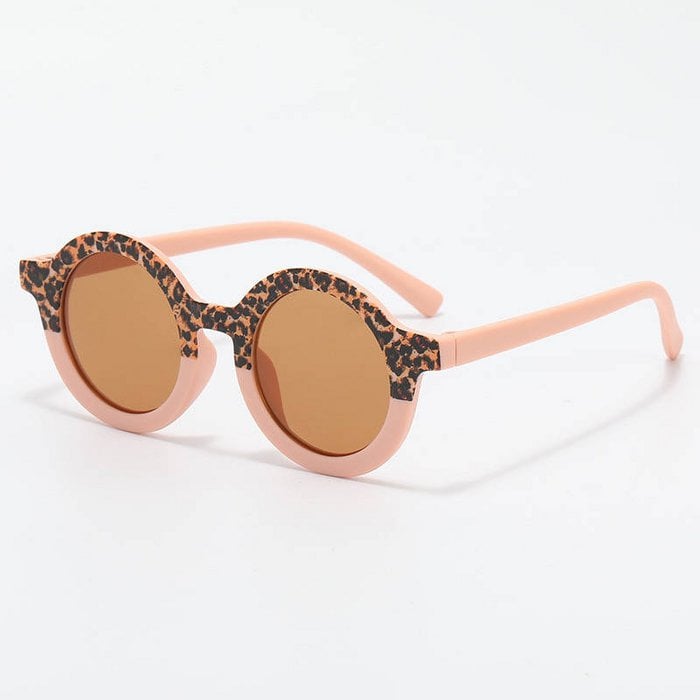Lunettes de soleil bébé et enfant UV400 rondes - Rose Tendre / Léopard - Babynouch
